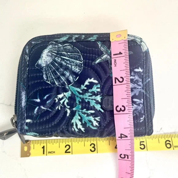 LUG “Splits” Wallet Navy Blue Sea Life Quilted RFID Compact Wallet - Picture 6 of 11